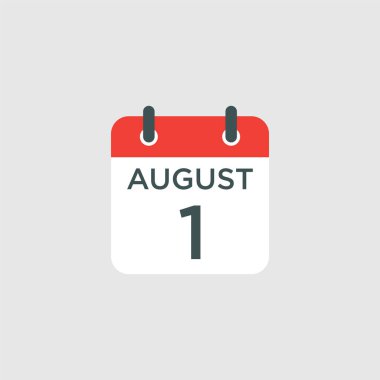 Takvim - 1 Ağustos resimleme izole vektör işareti sembolü