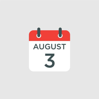 Takvim - 3 Ağustos resimleme izole vektör işareti sembolü