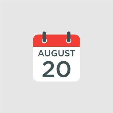 Takvim - 20 Ağustos ikon illüstrasyonu izole vektör işareti sembolü
