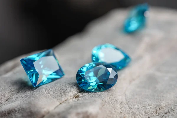 Blue Amethyst Gemstones Rock Background — Stock Photo, Image