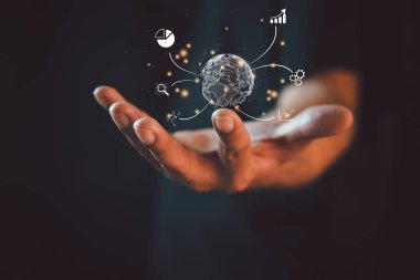 Sanal ekranda bilgi yapısını analiz eden, sanal simgeye dokunan büyük veri ve analitik görselleştirme teknolojisi.