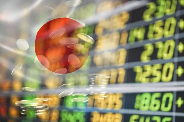 股票市场投资交易金融 日本国旗分析盈利商业金融趋势数据背景 — 图库照片