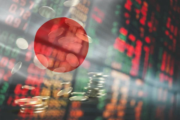 Pasar Saham Investasi Perdagangan Keuangan Bendera Jepang Untuk Menganalisis Latar — Stok Foto