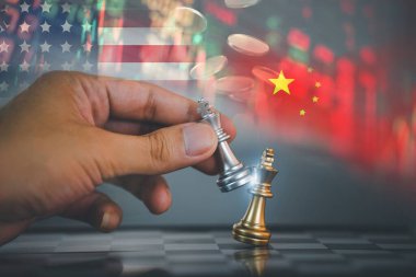 Concept with chess pieces - United States and China
