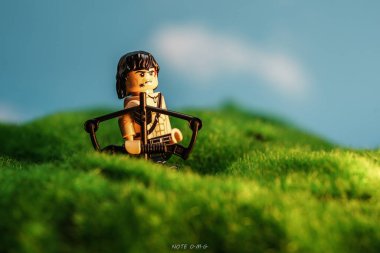 Bangkok, Tayland - 3 Ekim 2022 Rambo lego minimalinin stüdyo çekimi.