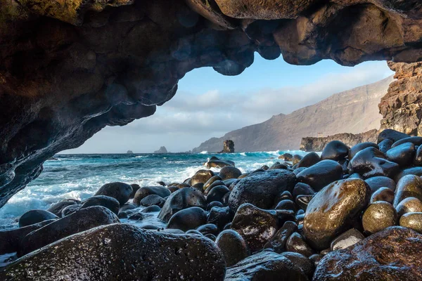 Luonnonkaari Kiviä Vieressä Maceta Rock Allas Saarella Hierro Frontera Kanariansaaret — kuvapankkivalokuva