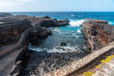 El Hierro adasının yukarısından Charco Manso manzarası. Kanarya Adaları
