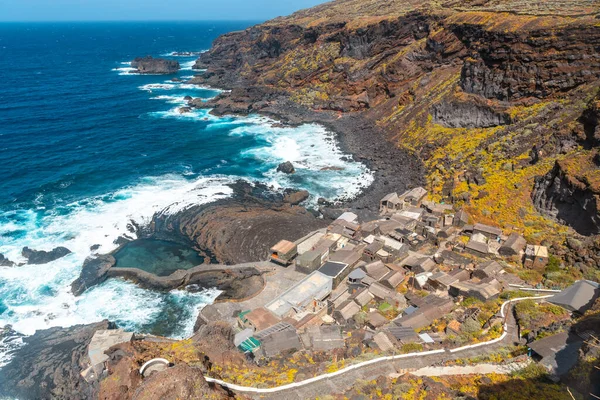 Pohled Shora Rybářské Vesnice Pozo Las Calcosas Ostrově Hierro Kanárské — Stock fotografie