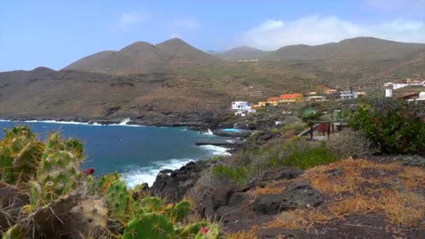 Timelapse Beautiful Coast Village Caleta Sea Hierro Canary Islands Flowers — стокове відео