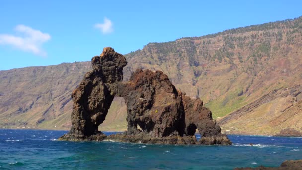 Ηφαίστεια Στο Roque Bonanza Στον Κόλπο Las Playas Στο Νησί — Αρχείο Βίντεο