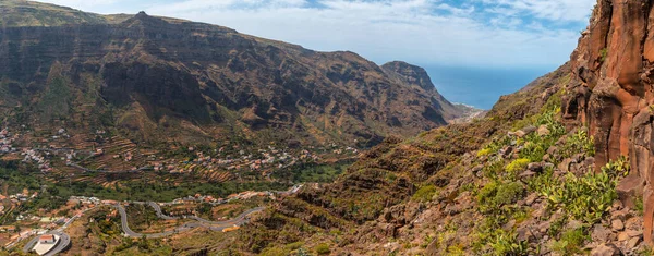 Panorámica Las Vistas Aéreas Desde Mirador Palmarejo Gomera Islas Canarias — Foto de Stock