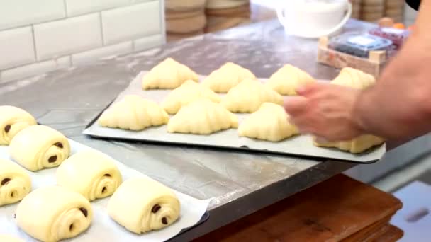 Boulangerie Boulangerie Dans Atelier Boulangerie Artisanale Préparant Les Petits Pains — Video