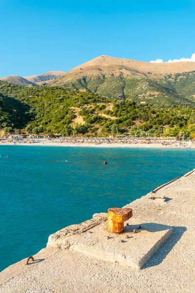 Albanian Riviera Beach Pier Vlore Summer Vacation Albania — Stock Photo, Image