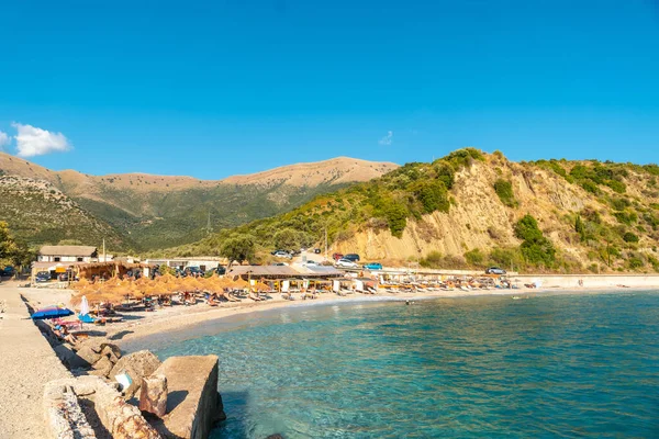 Strand Der Albanischen Riviera Der Nähe Von Vlore Sommerurlaub Albanien — Stockfoto