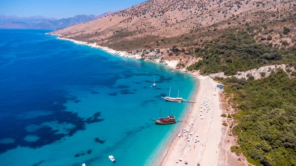 Aerial Drone View Paradise Beach Kroreza Krorez Albanian Riviera Sarande — Stock Photo, Image