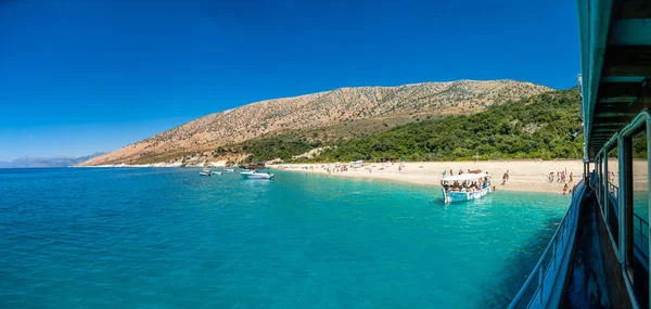 Панорамний Вид Райський Пляж Краєза Або Краєз Човна Албанській Гонці — стокове фото