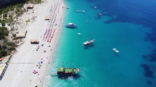 Vista Aérea Drones Praia Paradisíaca Kroreza Krorez Riviera Albanesa Sarande — Vídeo de Stock