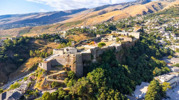 Вид Воздуха Старый Замок Крепость Гирокастер Гирокастра Албания — стоковое фото