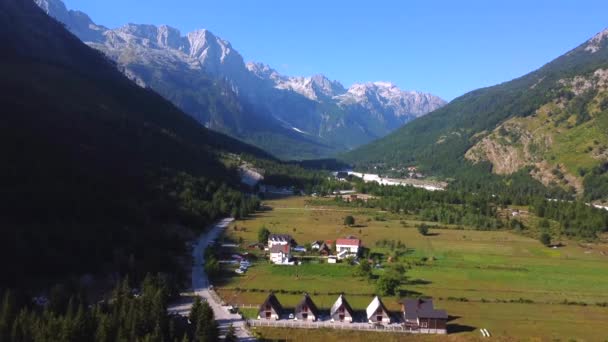 Vue Aérienne Vallée Valbona Parc National Theth Alpes Albanaises Albanie — Video