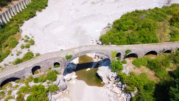 Вид Повітря Міст Старого Меса Біля Шкодера Знизу Албанія Європа — стокове відео