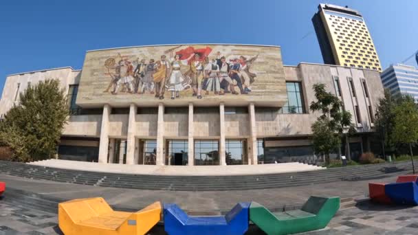 Sartén Lateral Museo Histórico Nacional Plaza Skanderbeg Tirana Albania — Vídeo de stock