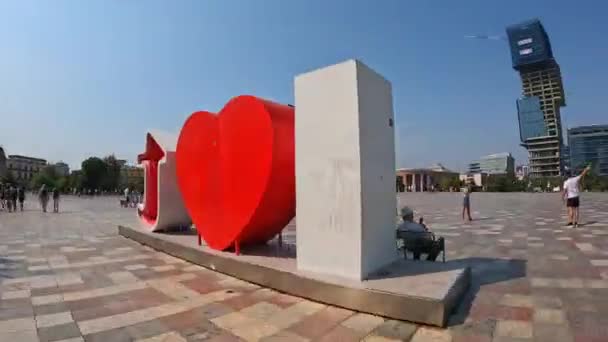 Hyperlapse Naar Het Skanderbeg Paardenmonument Skanderbeg Square Tirana Albanië — Stockvideo