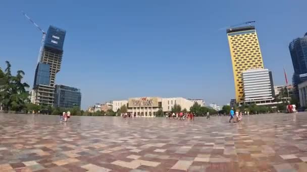 Hyperlapse Naar Het Nationaal Historisch Museum Skanderbeg Square Tirana Albanië — Stockvideo