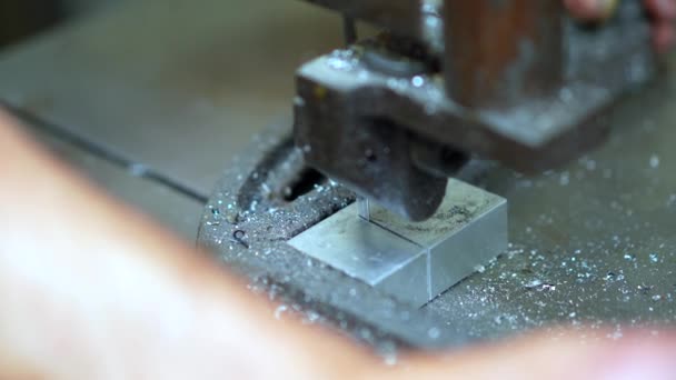 Máquinas Fábrica Industrial Metal Setor Controle Numérico Serra Metal — Vídeo de Stock