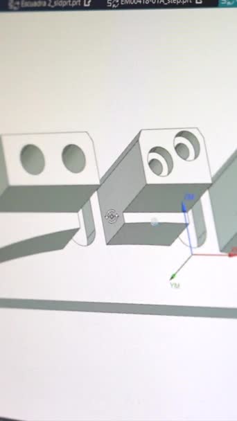 Layar Komputer Dengan Model Potongan Logam Pabrik Modern Cnc — Stok Video