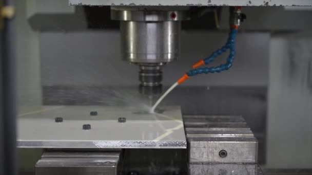Close Cnc Modern Milling Machine Cutting Mould — Stock Video