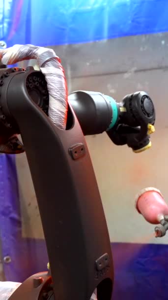 Pintor Industrial Pintando Braço Robótico Com Spray Uma Indústria Robôs — Vídeo de Stock