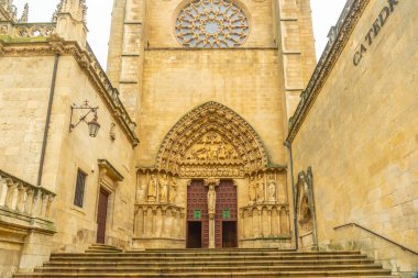 Burgos 'un Gotik Katedrali' nin kapısı Santa Maria, Castilla Leon, İspanya