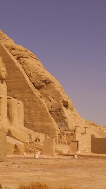 Fáraók Templom Abu Simbel Faragott Hegy Gyönyörű Környezetben Dél Egyiptomban — Stock videók
