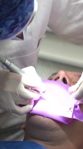 Dental Clinic Doctor Performing Endodontic Operation Patient — Stock Video