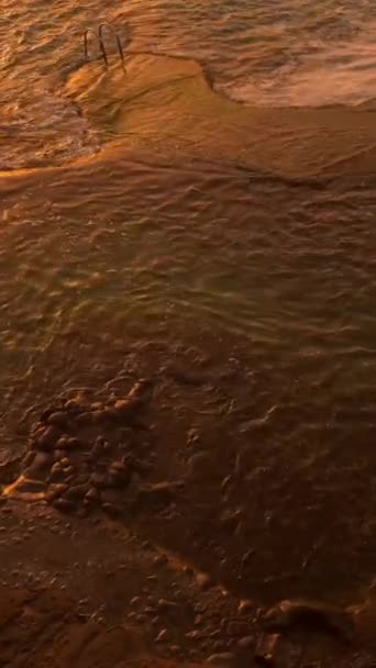 Pomarańczowy Zachód Słońca Przy Naturalnych Basenach Maceta Hierro Frontera Wyspy — Wideo stockowe