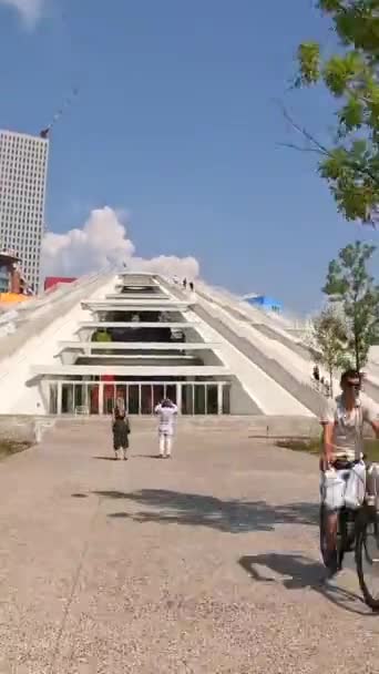Hyperlapse Auf Der Pyramide Von Tirana Zentrum Der Nähe Des — Stockvideo