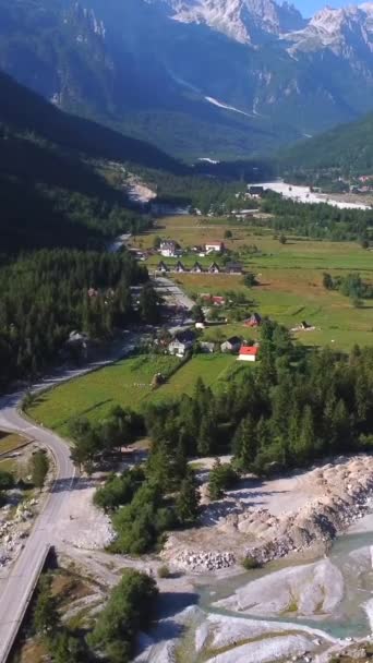 Vue Aérienne Panoramique Sur Vallée Valbona Région Loge Parc National — Video