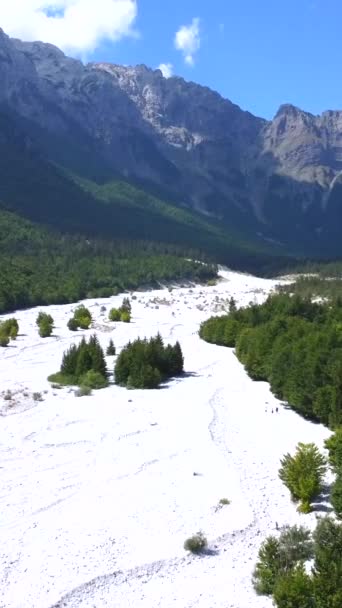 Vue Aérienne Vallée Valbona Rivière Sèche Été Parc National Theth — Video