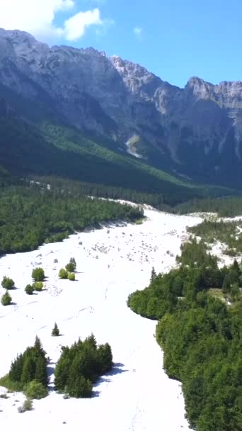 Vue Aérienne Vallée Valbona Rivière Sèche Été Parc National Theth — Video