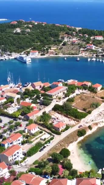 Панорама Села Фікардо Острові Кефалонія Греція — стокове відео