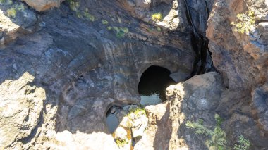 Podems 'deki Charco Azul' un Gran Canaria, Kanarya Adaları 'ndaki Agaete' ye güzel hava manzarası