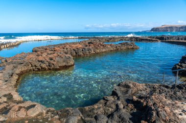 Las Salinas de Agaete Gran Canaria, İspanya 'daki Las Nieves' teki güzel doğal havuzlar..