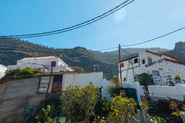 Casas Risco Caminho Charco Azul Podemos Para Agaete Gran Canaria Imagem De Stock