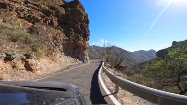 Estrada Para Cima Roque Nublo Gran Canaria Ilhas Canárias — Vídeo de Stock
