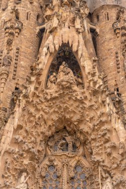 Architectural details of the door of the Basilica of the Sagrada Familia in Barcelona, Spain