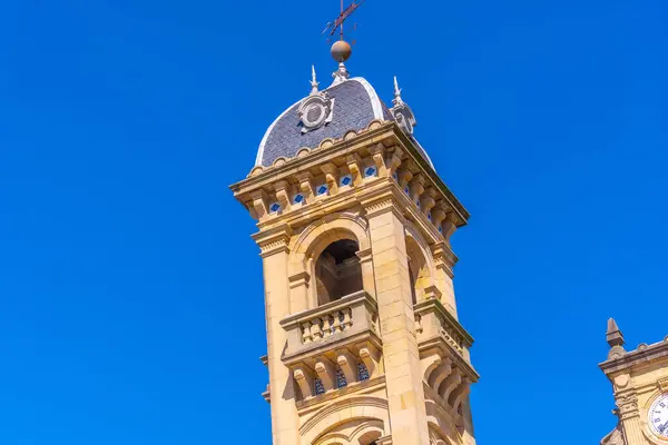 stock image Detail of the tower of the town hall of Donostia San Sebastian in Gipuzkoa. Basque Country