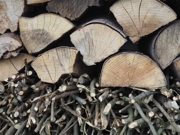 stock image A pile of wood used as an insect hotel or for heating