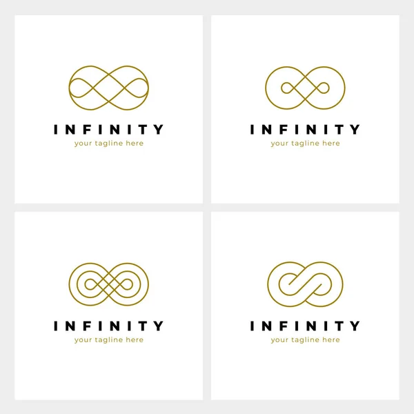 Четыре Элегантных Шаблона Логотипа Бесконечности Набор Символов Вечности — стоковый вектор