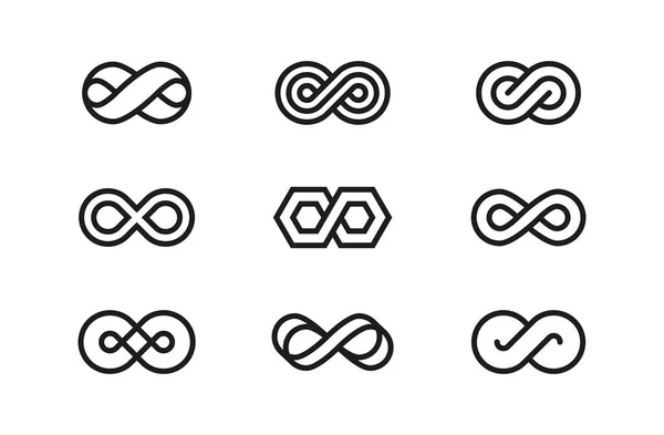Set Dari Ikon Dan Simbol Infinity Linier Dalam Vektor - Stok Vektor