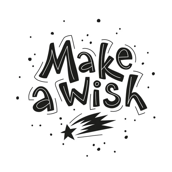 Make Wish Cute Hand Drawn Lettering Falling Star Illustration Children Graphismes Vectoriels